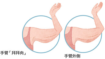 以手臂而言，普遍美容中心说明需以程序处理「拜拜肉」和手臂外侧。