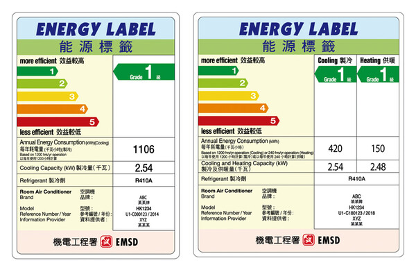 空调机的能源标签样本