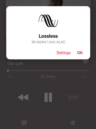 「Apple Music」（#1）的无损音乐以ALAC格式播放。